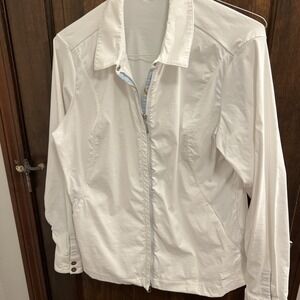 Nike Golf Jacket Woman's XL (16-18) White Dri-Fit Tour Performance Full Zip *